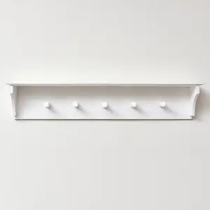 Melody Maison White Wall Shelf with Hooks