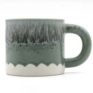 Scandi Home Set of 2 480ml Terra Fusion Grey & Green Reactive Glazed Ceramic Mugs