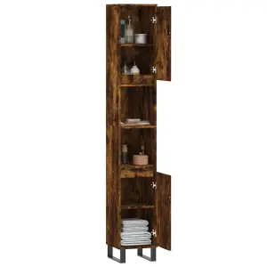 Berkfield Bathroom Cabinet Smoked Oak 30x30x190 cm Engineered Wood