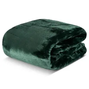 Hibernate Collection Soft Faux Mink Throw Thick Luxury Blanket - King Emerald Green