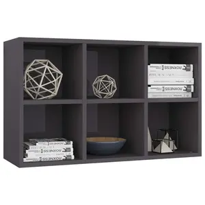 Gardinier Book Cabinet 66 x 30 x 98 cm Engineered Wood High Gloss Grey