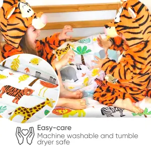 Bloomsbury Mill - Safari Adventure Kids Single Bed Duvet Cover and Pillowcase Set - Single - 135 x 200cm