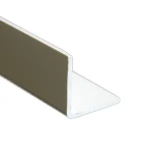 Gloss White Polyvinyl chloride (PVC) Equal L-shaped Angle profile, (L)2m (W)20mm (D)20mm (T)1mm