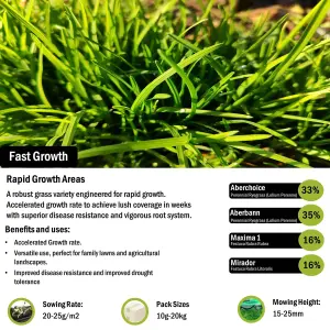 Pegdev - PDL - Fast Growing Grass Seed - Rapidly Transform Your Lawn into a Verdant Oasis (10kg)