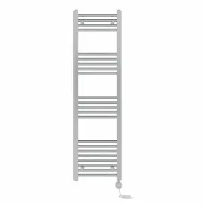 Right Radiators Prefilled Thermostatic Electric Heated Towel Rail Straight Ladder Warmer Rads - Chrome 1400x400 mm