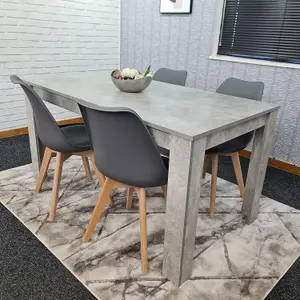 Dining Table With 4 Chairs, Dining Table Room Set 4, Kitchen Set of 4, Grey Table, 4 Grey Tulip Chairs, Kosy Koala