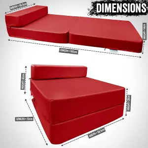 Fold Out Single Z Bed Futon Sofa Chair Mattress - Red