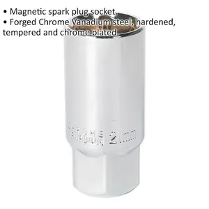 Premium 21mm Magnetic Spark Plug Socket - 1/2 Inch Drive - Durable Chrome Vanadium Steel