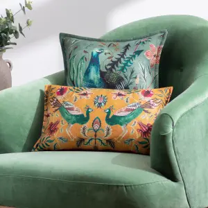 Wylder Holland Park Peacock Floral Feather Filled Cushion