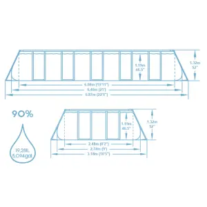 Bestway 21ft x 9ft x 52" Rectangular Power Steel Above Ground Swimming Pool, Filter Pump & Accessories (2024 Version)