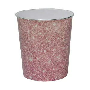 JVL Small Pink Sparkle Waste Paper Bins, 24.5cmx26.5cm, Set of 2