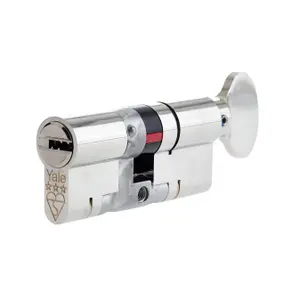 Yale Platinum Nickel-plated Brass Single Euro Thumbturn Cylinder lock 40/40, (L)70mm