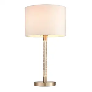 Luminosa Andromeda LED 1 Light Table Lamp Satin Chrome, Acrylic With Bubbles, E27