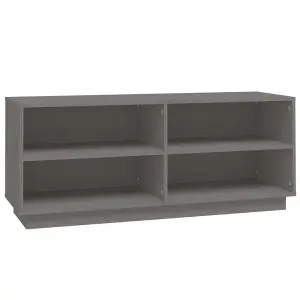 Berkfield Shoe Cabinet Grey 110x34x45 cm Solid Wood Pine