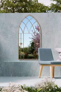 MirrorOutlet Chelsea Metal Arch shaped Decorative Window Gothic Garden Mirror 90cm X 50cm