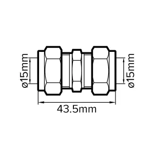 Plumbsure Straight Coupler (Dia)15mm, Pack of 10 (L)44.2mm