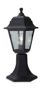 Luminosa Oslo 1 Light Pedstal Lantern - Pillar Black Resin IP44, E27