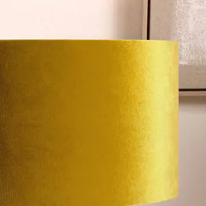 40cm Yellow Mustard Velvet Cylinder Floor Table Lampshade