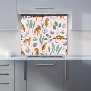 Hand Drawn Leopards Premium Glass Kitchen Splashback W600mm x H600mm