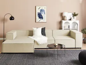 Corner Sofa APRICA Beige Fabric Right Hand