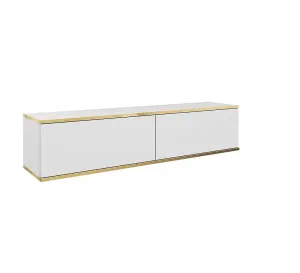 Elegant Oro Floating TV Cabinet H300mm W1350mm D320mm in White Matt - Bright and Modern Centerpiece