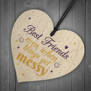 Red Ocean Novelty Friendship Sign Funny Best Friend Plaque Handmade Wooden Hanging Heart Thank You Gift