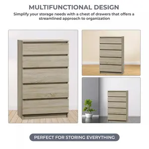 Helen 5 Drawer 70cm W Chest of Drawers Sonoma