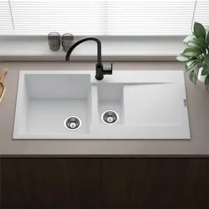 Reginox Amsterdam 15PW 1.5 Bowl Granite Reversible Inset White Kitchen Sink