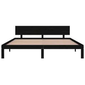 Berkfield Bed Frame Black Solid Wood 180x200 cm Super King Size