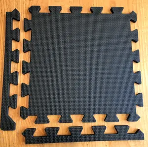 Warm Floor Interlocking Floor tiles with straight edging strips - Black - Workshops, Cabins, Sheds - 16 x 12ft