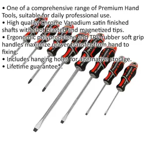 8-Pack Premium Soft Grip Screwdriver Set - Slotted & Phillips - Red Handle Tools