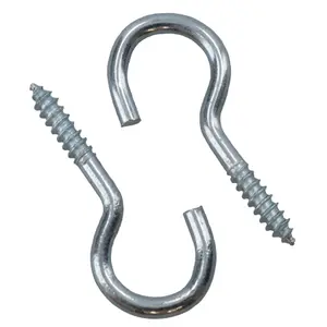 Screw Hook Fasteners Hangers Zinc Coated Finish 12mm Dia 40mm length 12pc