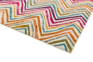 MultiColoured Funky Modern Abstract Easy To Clean Dining Room Rug-160cm X 230cm