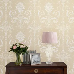 Laura Ashley Josette Linen Damask Smooth Wallpaper Sample