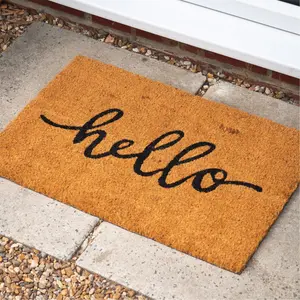 Nicola Spring - Coir Door Mat - Hello 1.6cm H x 60cm L x 40cm W