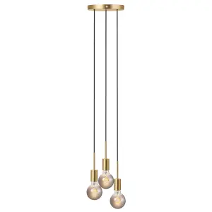 Nordlux Paco 3-Spot Indoor Living Dining Glass Pendant Ceiling Light in Brass (Diam) 18.1cm