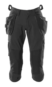 Mascot Accelerate 3/4 Stretch Craftsmen's Trousers with Holster Pockets (Black)  (34.5) (Leg Length - Regular)