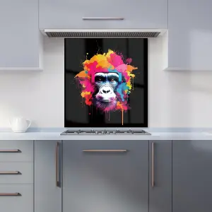 Multi Coloured Monkey Face Premium Glass Kitchen Splashback W600mm x H600mm