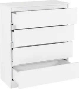 Malvern 4 Drawer Chest White Recessed Handles