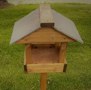 Slate Roof Wooden Bird Table Garden Seed Feeder READY MADE