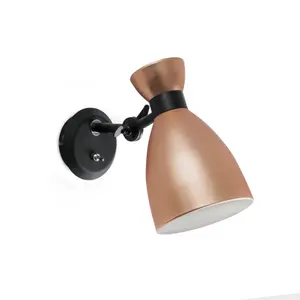 Luminosa Retro 1 Light Indoor Adjustable Wall Lamp Copper, E14