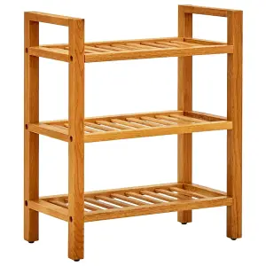 Berkfield Shoe Rack with 3 Shelves 50x27x60 cm Solid Oak Wood