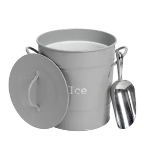 Harbour Housewares - Vintage Metal Ice Bucket with Scoop - Grey