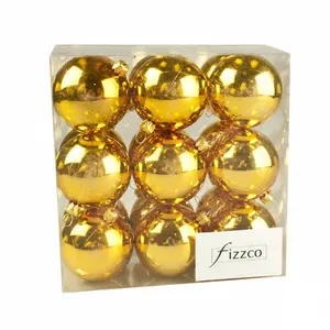 Luxury Shatterproof Ball Ornament (Set of 18) Gold Shiny / 6cm H x 6cm W x 6cm D