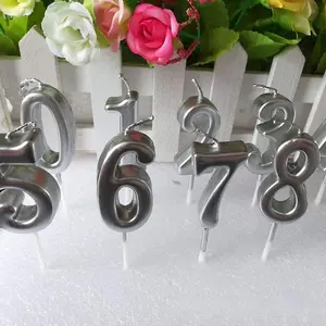 Shatchi Silver 6 Number Candle Birthday Anniversary Party Cake Decorations Topper