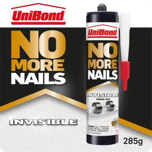 UniBond No More Nails Invisible Not water resistant Solvent-free Multi-material Grab adhesive 285g 0.29kg