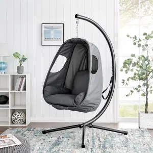 LIVIVO Dark Grey Metal Hanging Egg Chair