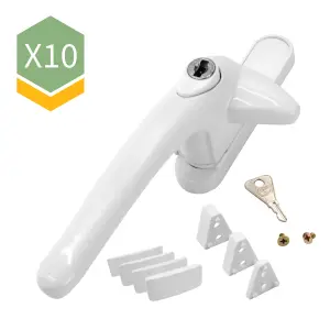 Universal Cockspur Window Handle Kit (10 Pack) - Left, White/White