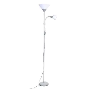 Luminosa Lisa Floor Lamp 1xE27 with Reading Light 1xE14 Silver