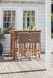 Garden Trading Lymington Outdoors Indoors Bar Stool Chair Seat PE Rattan Teak